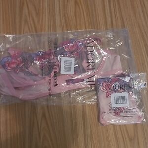 Adore Me Pink and Purple Floral Lingerie Set